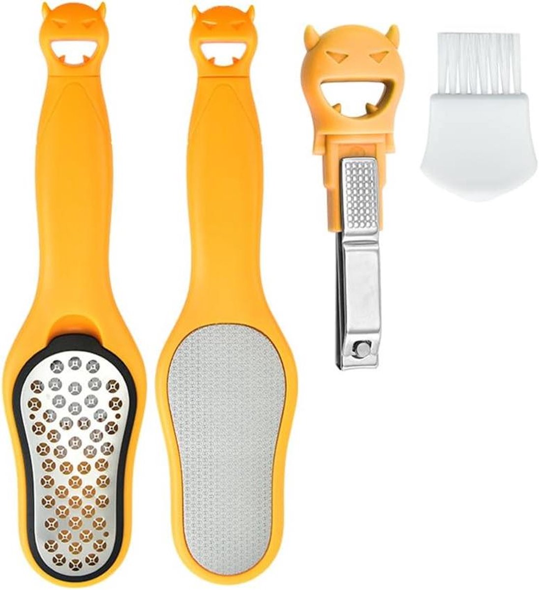 Voetvijl - Pedi-tool Eeltverwijderaar - Voeten verzorgen - 3-in-1 functie - 23.5 cm - Geel