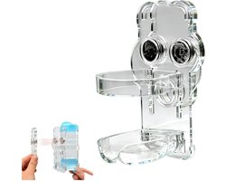Hamster Waterfles Houder - Voerbak Stand - Huisdieren Hydrateren - Magnetische Lekvrije Basis - 6x6.3x10cm - Transparant