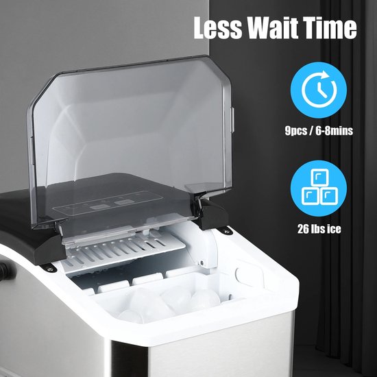 MakkelijkMooi Elektrische IJsblokjesmaker - IJsblokjesmachine - Automatische Reiniging - 12 kg IJs per 24 uur - Twee Formaten — afbeelding 2