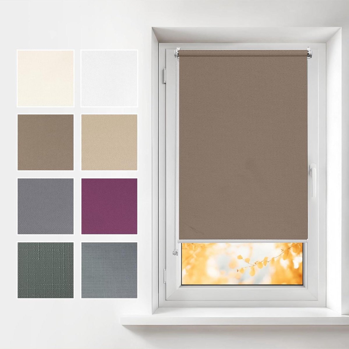 Rolgordijn Klemmfix - Raambekleding - Privacy en zonwering - Montage zonder boren - 35 x 120 cm - Notenpasta