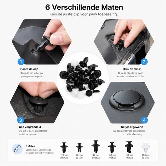 BOTC 100 Delige Auto Carrosserie Clips - Bekleding Clips - Fender Clips - met 1 Auto Dashboard Deurpaneel verwijder Tool