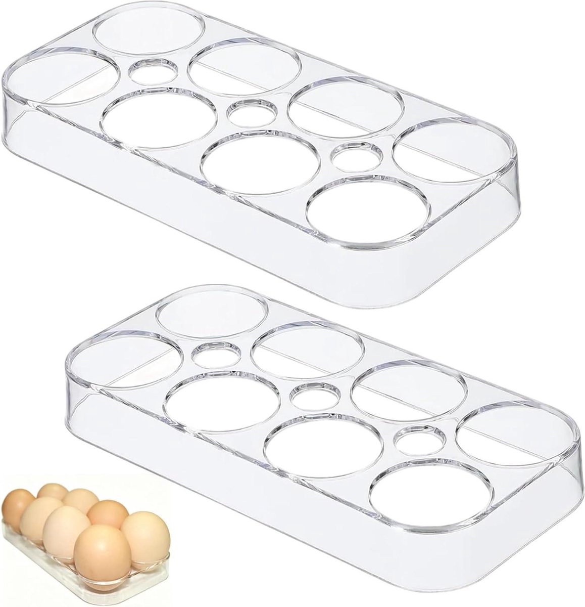 Eierhouders Koelkast - Eieropbergdoos - Eieren Beschermen - Set van 2 - 2 stuks - Transparant