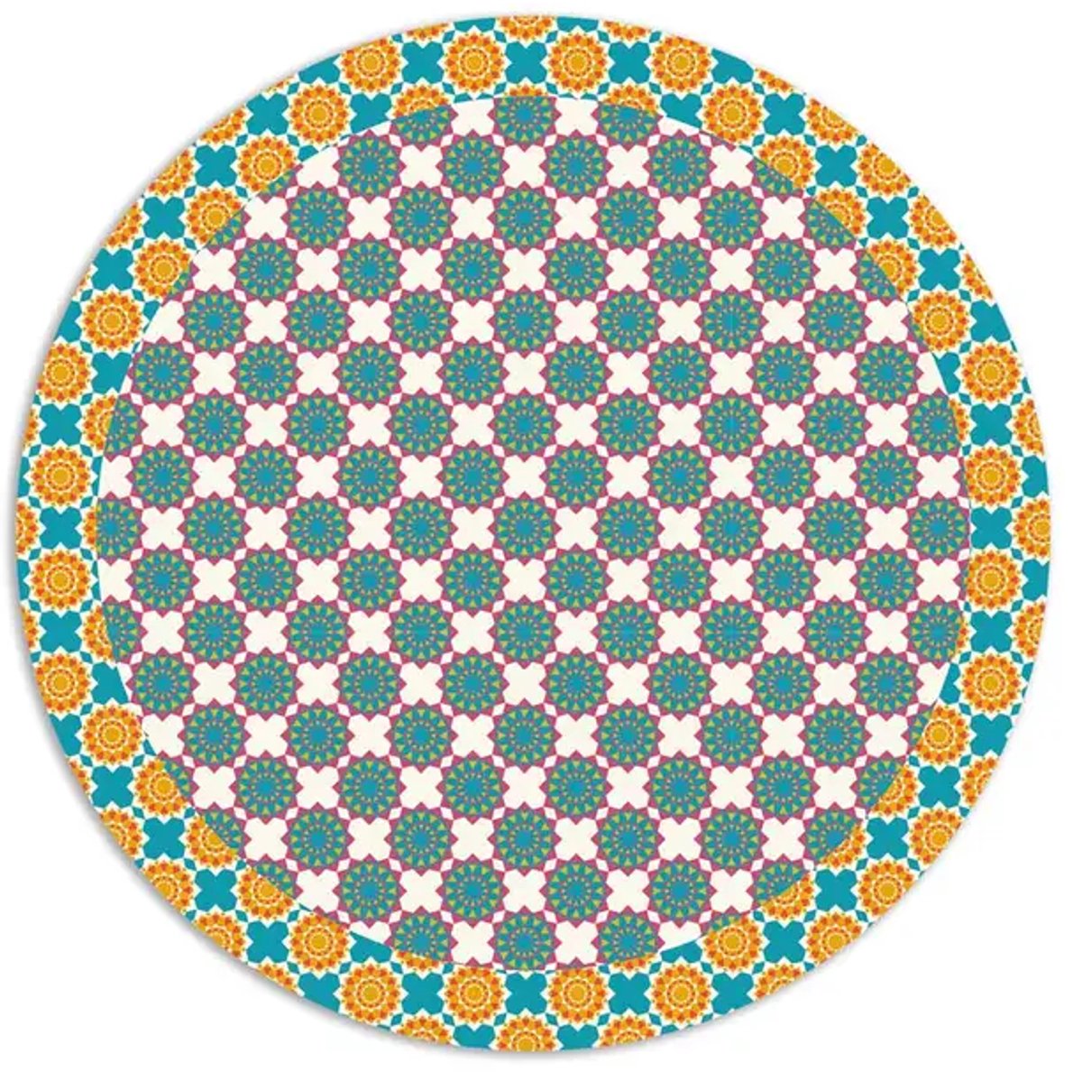 Ronde gekleurde PVC Placemat Happy Days - Maandag Ø35 cm – Afwasbare Tafel Placemat – Made in Italy