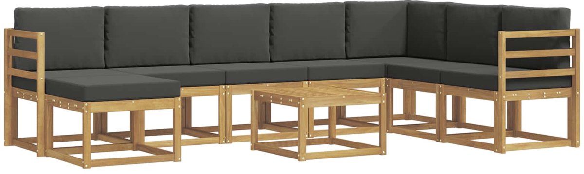 vidaXL Buiten - bank - set - 9 - st - 8-zits - Wit - en - antracietkleurig Wit en antracietkleurig