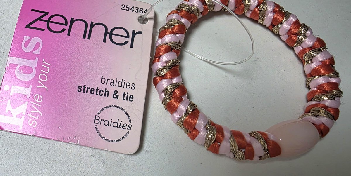 Zenner braidies kids - roze metallic - Hair tie bracelet - 2-in-1 haarelastiek armband - gevlochten elastiek