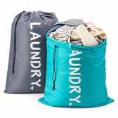 BOTC Waszakken - 60*90cm Waszak Groot - Set van 2 - Waszak Wasmachine - Laundry bag - Waszakken - Blauw/Grijs