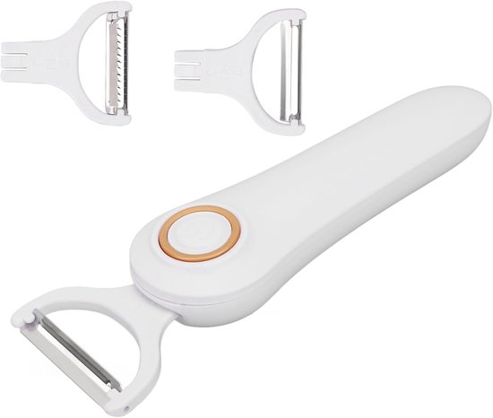 Draagbare elektrische schiller voor groenten en fruit - 3-in-1 set voor appels, aardappelen en komkommers, ideaal keukengerei voor efficiënt schillen en snijden — afbeelding 4