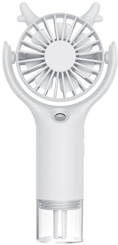 Draagbare mini ventilator met waternevel, 3 snelheden, USB-C oplaadbaar, stil, opvouwbaar, lichtgewicht, wit