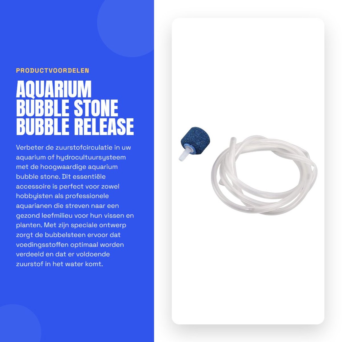 Dailygoods- Luchtsteen Aquarium - Bubbelsteen - Luchtpompaccessoires - Hydrocultuursysteem - Kunststof - 100cm Slang