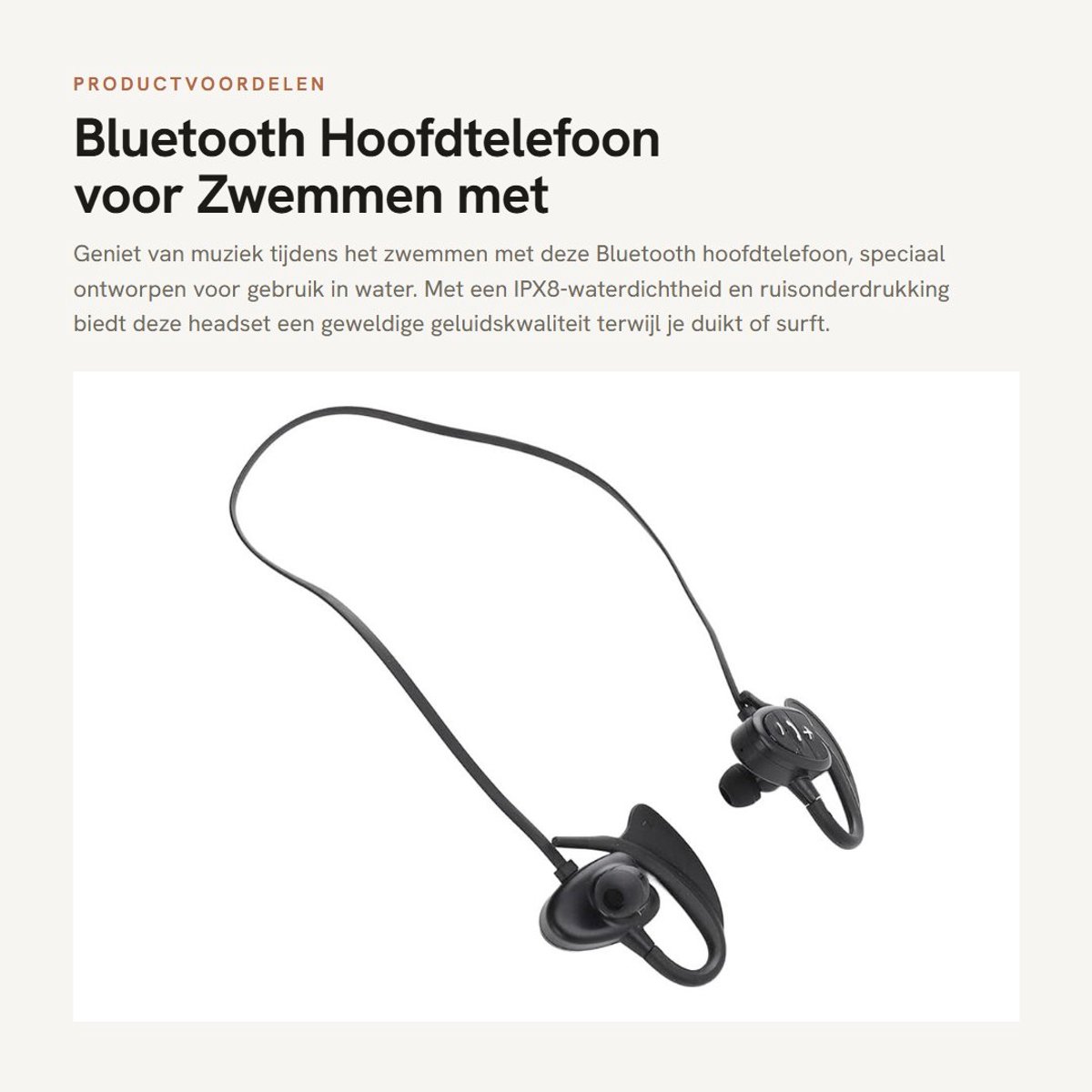 Dailygoods - Bluetooth Hoofdtelefoon voor Zwemmen met Ruisonderdrukking