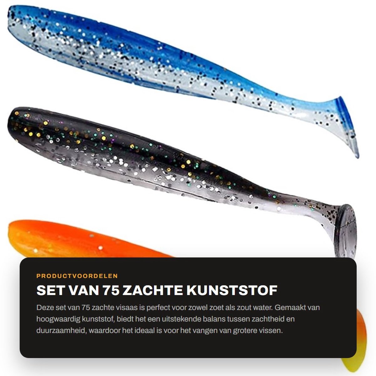 Dailygoods- Visaas 75 Stuks - Zacht Kunststof - Snoekbaars/Roodbaars - Zoet/Zout Water - Herbruikbaar - Milieuvriendelijk - Kunstaas