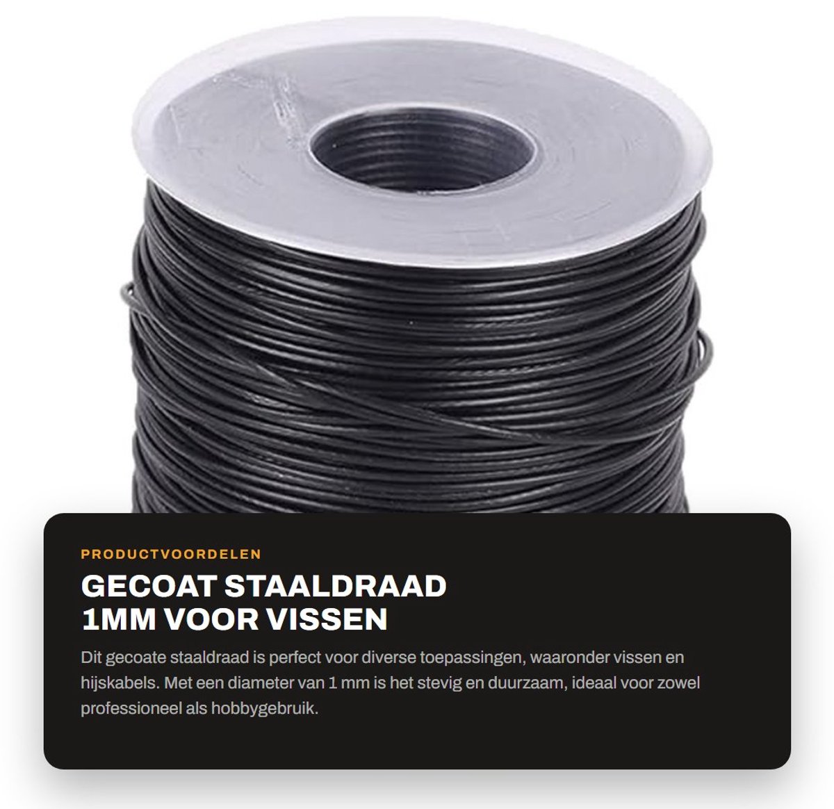 Dailygoods- Staaldraad 100 M Gecoat - Roestvrij Staal - 1mm Diameter - Hoge Sterkte - Corrosiebestendig - Professionele Kwaliteit - Staaldraad Touw