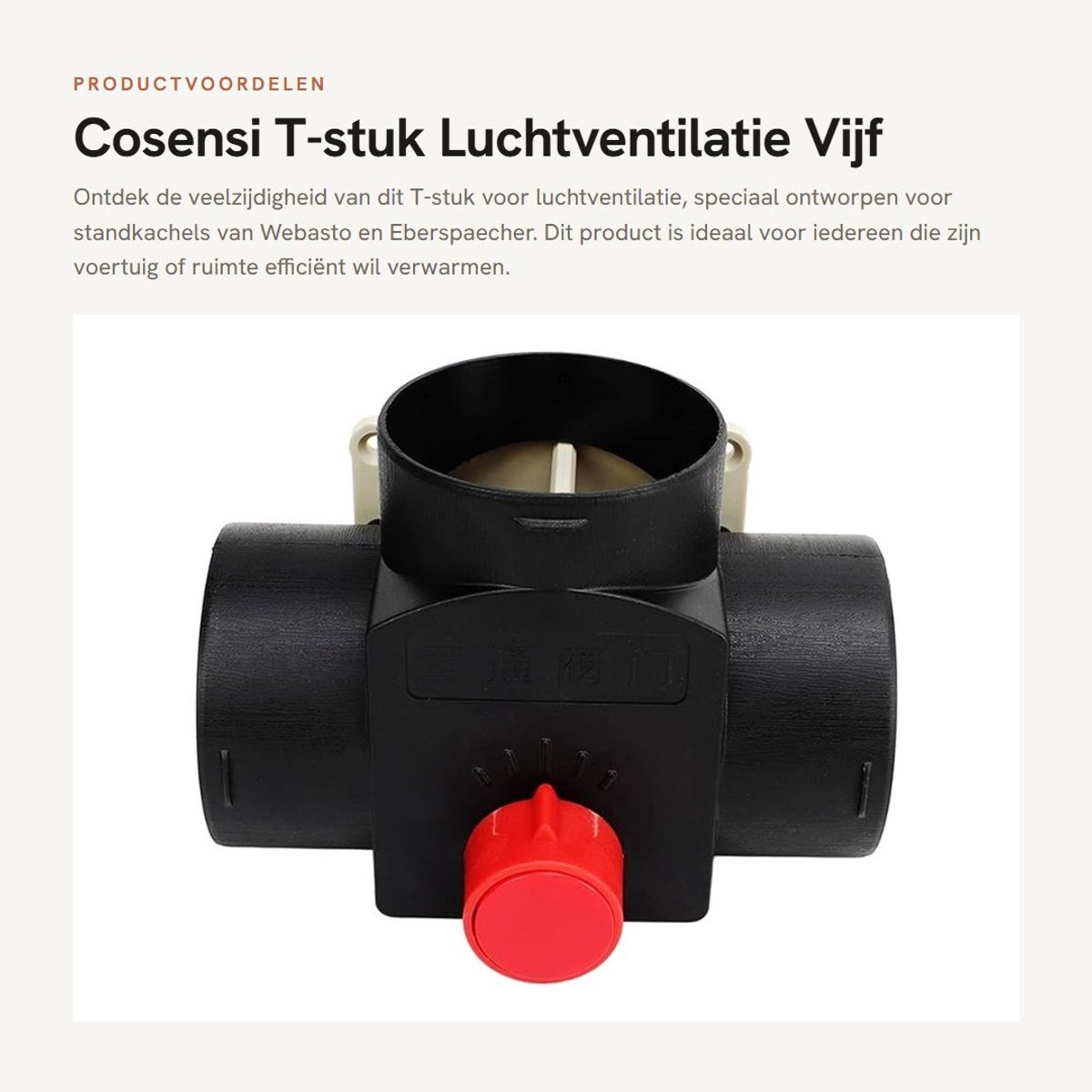 Dailygoods- T-stuk 75 Mm - Vijf Ventilatiekanalen - Luchtventilatie - Webasto/Eberspaecher