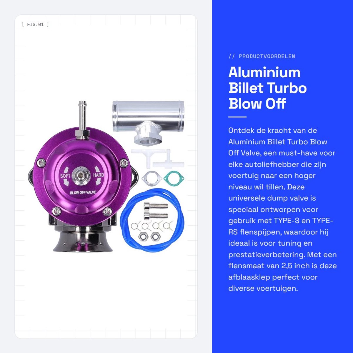 Dailygoods- Blow Off Valve Aluminium - 2,5 Inch Flens - Dump Valve - Afblaasklep - Universeel - Schokbestendig