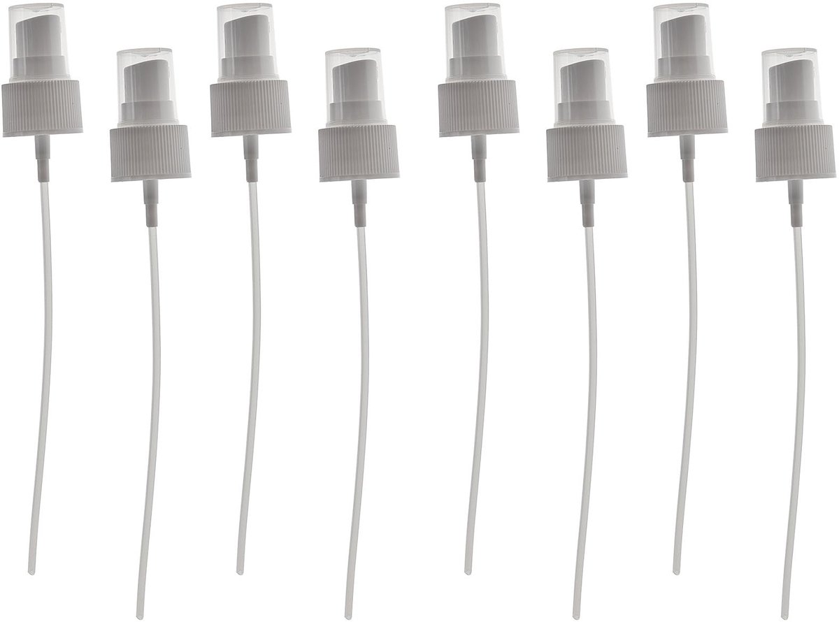 Dailygoods- Spraykop - Set van 8 - Fijne nevel - Plastic - Geschikt voor diverse spuitflessen - 150 mm buislengte - Voorkomt morsen - Sprayfles