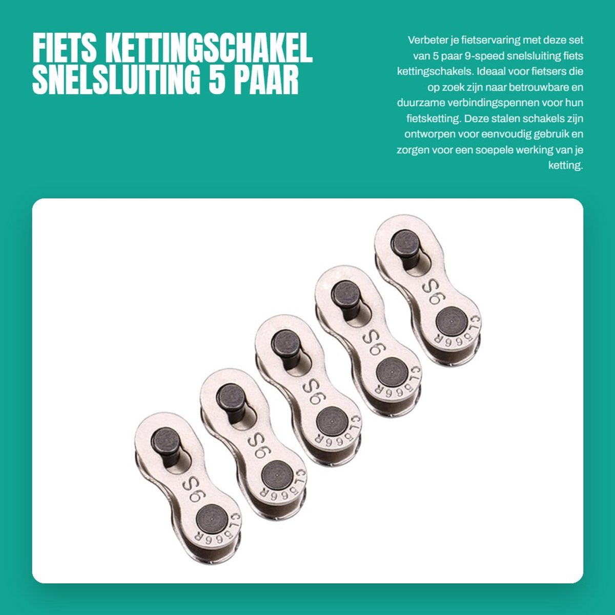 Dailygoods- Kettingschakel 9-Speed - 5 Paar - Stalen Verbindingspen - Snelsluiting - Fietsaccessoire - Duurzaam materiaal - Fiets Schakels