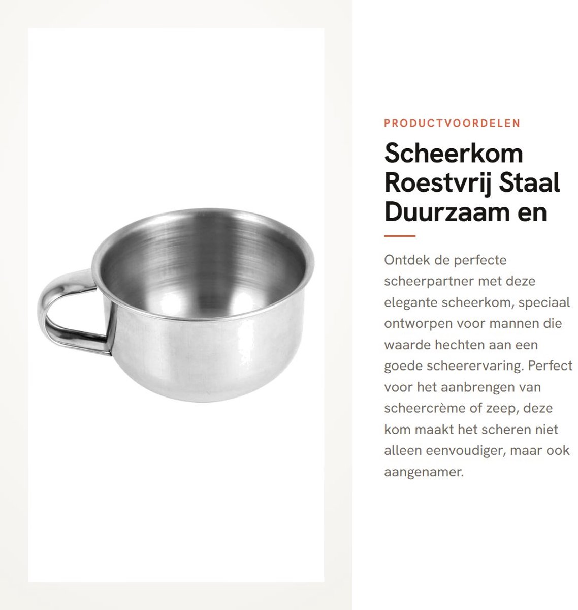 Dailygoods- Scheerkom Roestvrij Staal - Scheerkwast - Scheerzeep - Duurzaam - Stijlvol - Eenvoudig te reinigen - Scheerschaal
