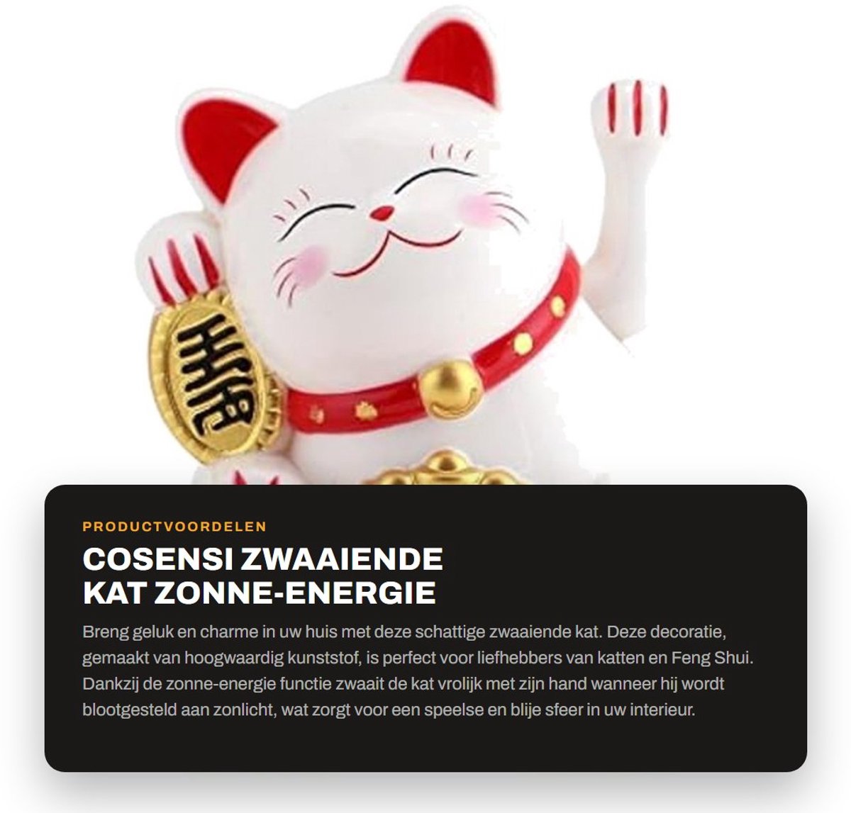 Dailygoods - Zwaaiende Kat - Zonne-energie Decoratie - Schattige Geluksbrenger - Wit - Feng Shui Accessoire - Autodecoratie - Perfect voor Thuis