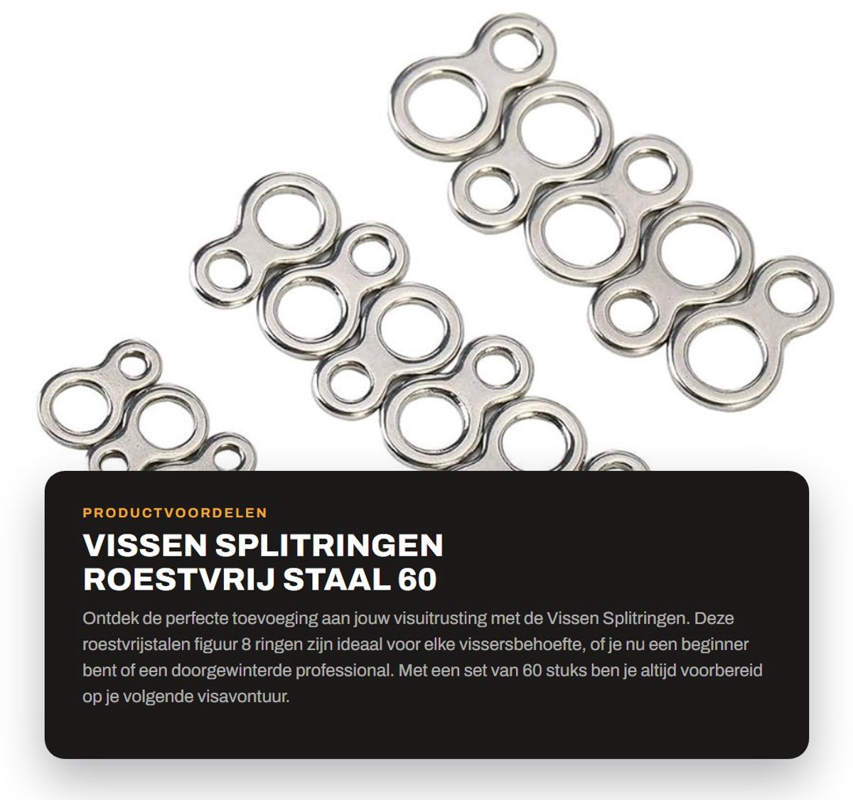 Dailygoods- Splitringen 60 Stuks - Figuur 8 Ringen - Roestvrij Staal - Jigging Ringen - Tackle Accessoires - Extra Sterke Constructie - Vissplitringen