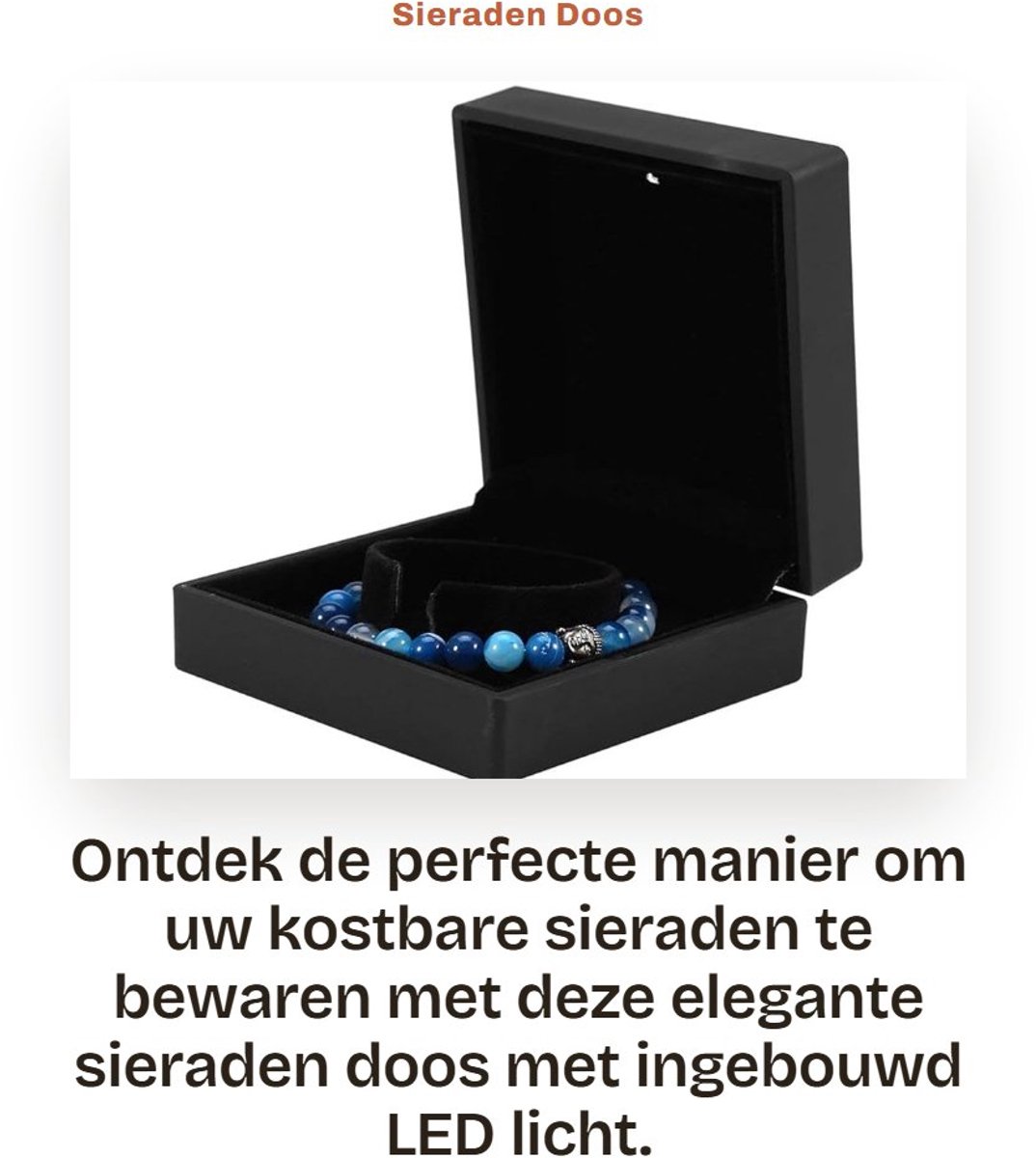 Dailygoods- Sieradenbox met LED Licht - Sieradenkast - Sieradenkistje - Ringdoos - Oorbellenhouder - Compact en duurzaam - Sieradenkist