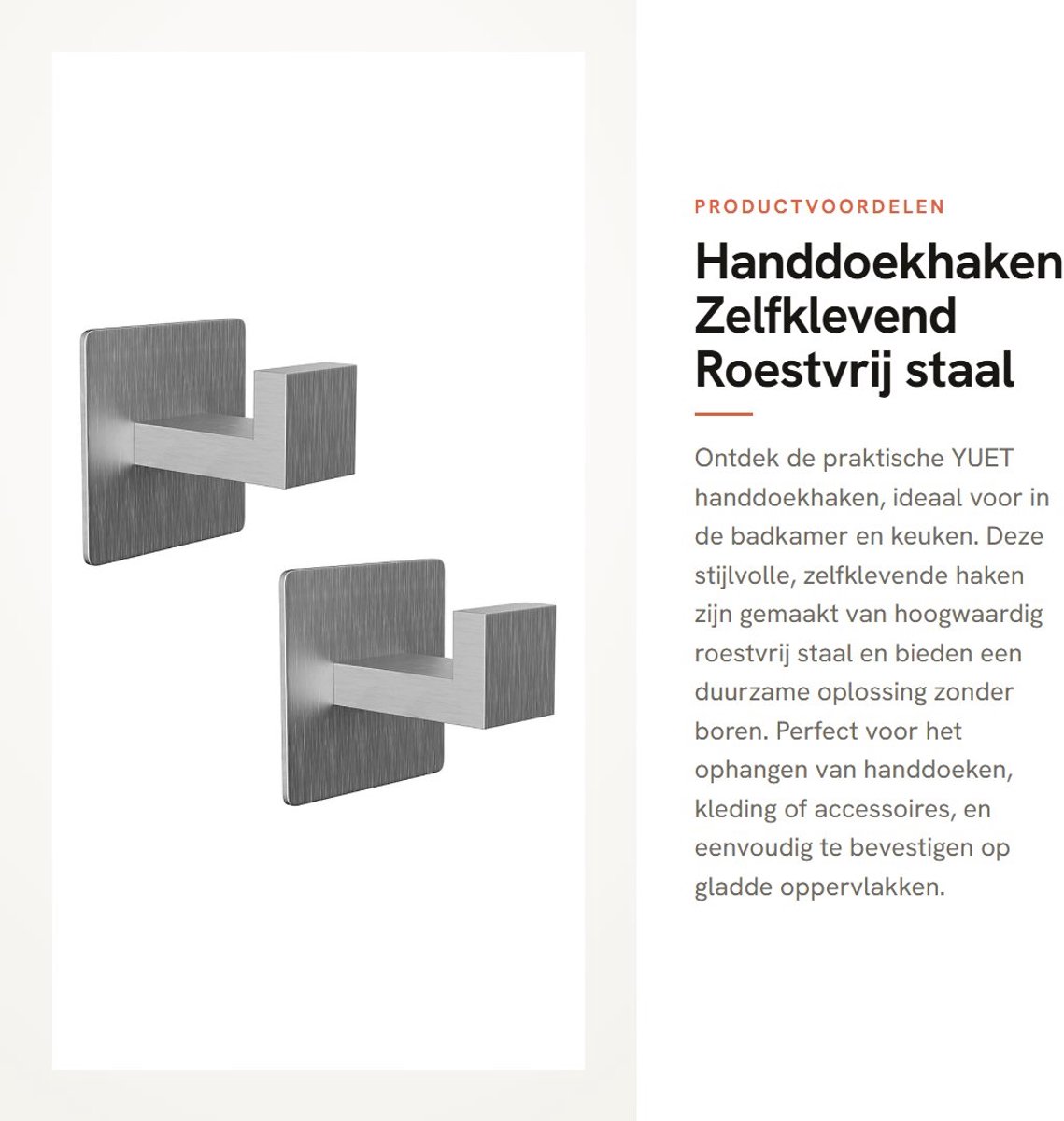 Dailygoods- Handdoekhaken Zelfklevend - 2 Stuks - Roestvrij Staal - Wandhaken - Badkamer/Keuken - 5,4 x 5,4 x 5,7 cm - Stijlvol en Duurzaam
