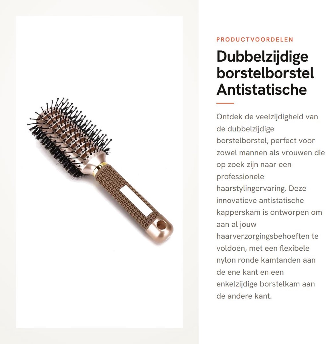 Dailygoods - Dubbelzijdige borstelborstel - Antistatische kapperskam - Professioneel haarstylinggereedschap - Geschikt voor mannen en vrouwen - Volumi...