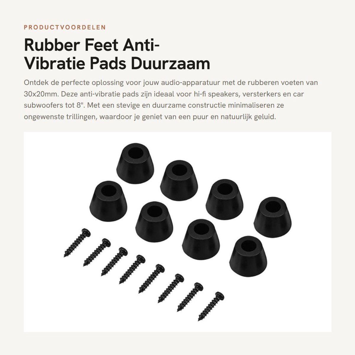 Dailygoods - Rubber Feet - Anti-Vibratie Pads - Duurzaam - 30x20mm - Vervangende Voeten - Geschikt voor Hi-Fi Speakers - 8 Stuks
