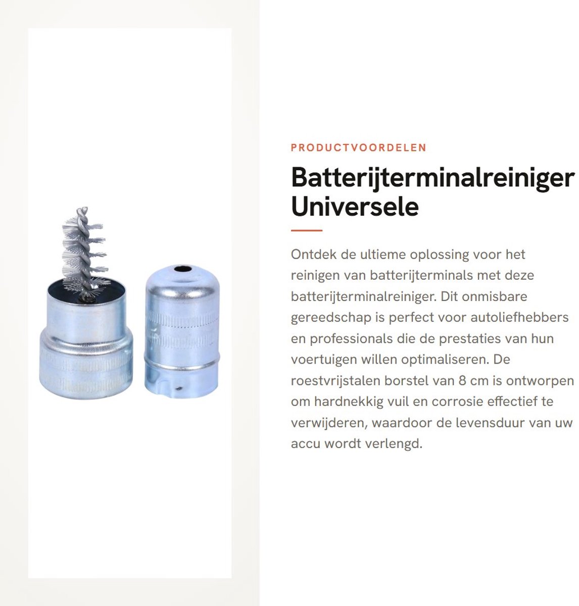 Dailygoods - Batterijterminalreiniger - Universele auto-accuborstel - Roestvrij staal 8cm - Auto-voertuigaccureiniger - Geschikt voor auto's - Zilver
