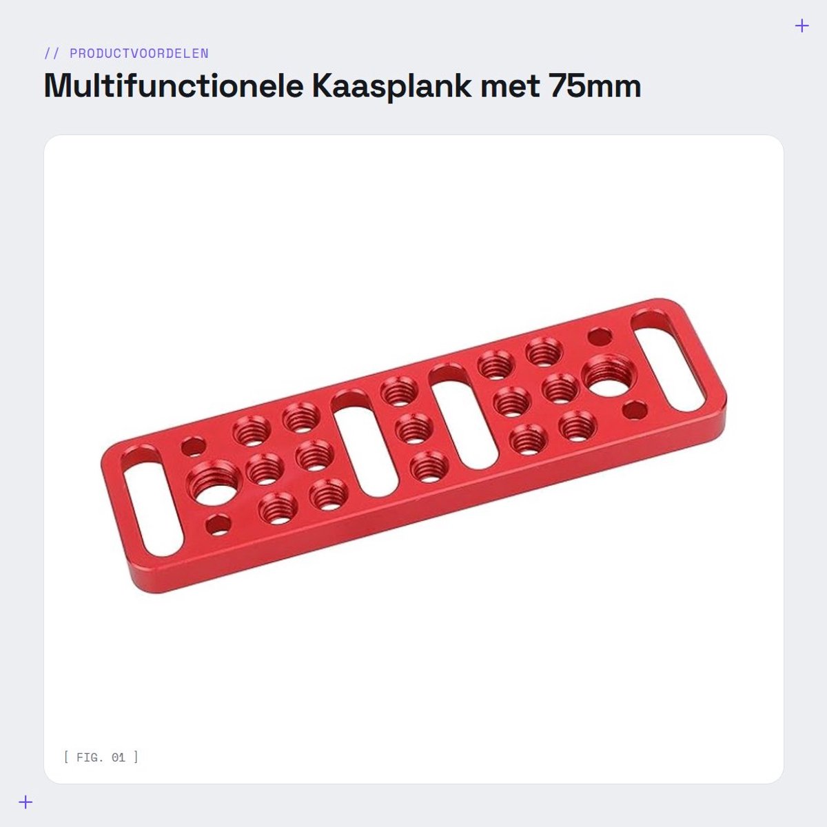Dailygoods- Kaasplank Multifunctioneel - VESA Houder 75mm - Duurzaam Aluminium - Schroefvrije Gaten - Lichtgewicht 50 gram - Montageplaat