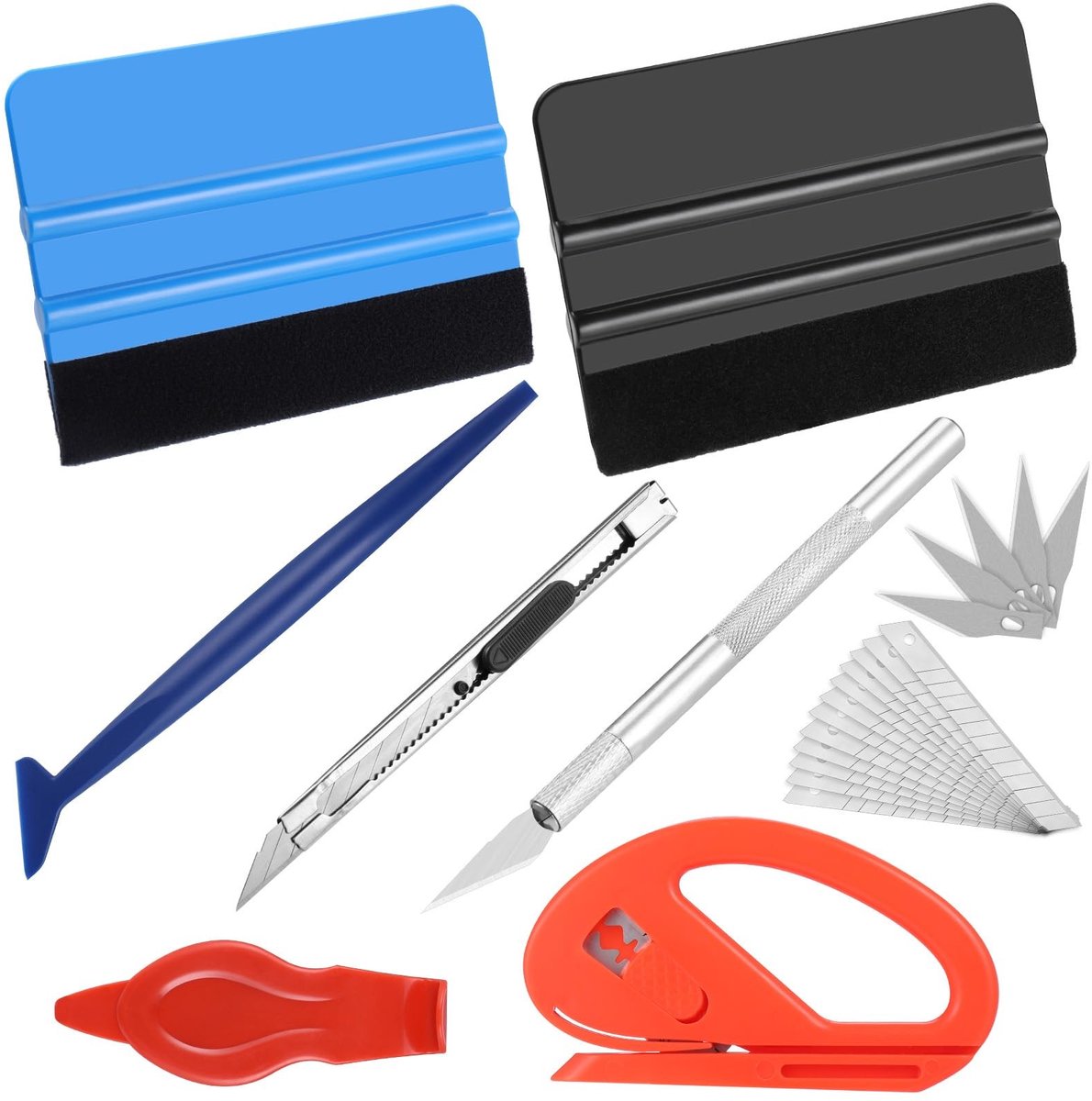 Dailygoods- Autoraam Tint Set - 8 Stuks Gereedschap - Vinyl Cover - Klem Gereedschapset - Snijgereedschap - Strijkmesset voor Auto-tintingsfolie - Foliegereedschap
