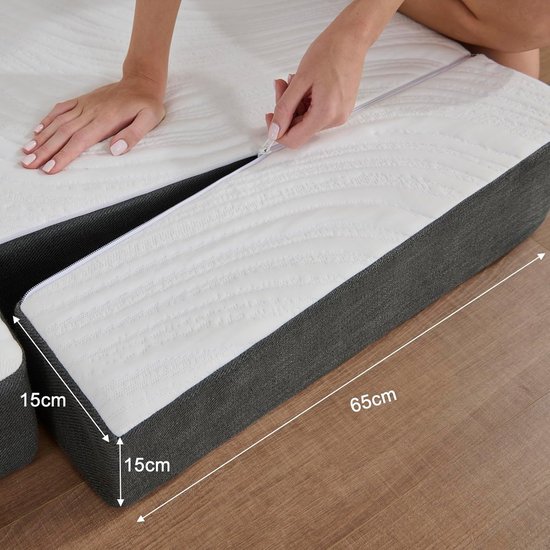 Vouwbaar Gastmatras 120 x 195 x 15 cm - Wasbaar en Opvouwbaar, Perfect voor Kamperen en Logeren, Grijs van Unipetitgarden — afbeelding 2