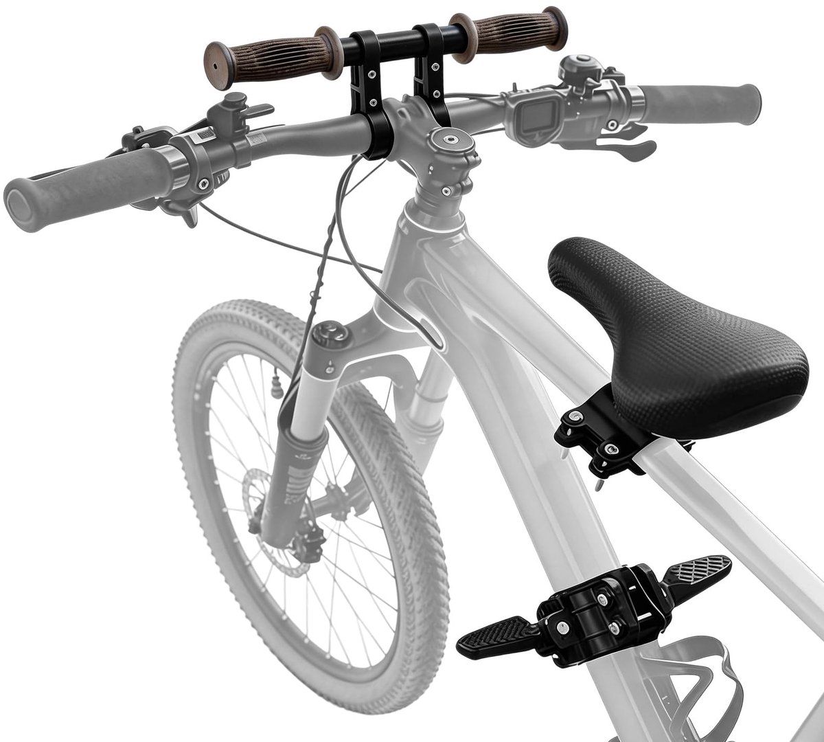 Dailygoods- Kinderzitje met antislip armleuningen - Fietszitje voor kinderen 2-6 jaar - Afneembaar kinderfietszadel - Inklapbare voetsteunen - Waterafstotend materiaal