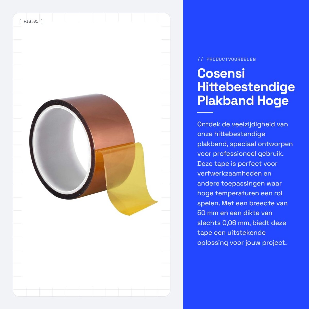 Dailygoods- Afdekband Hittebestendig - Plakband 50 mm - Warmte-isolerende Tape - Hoge Temperatuur 250 Graden - Hoge Rekbaarheid 35% - Lange Duurzaamheid - Hittebestendige Tape