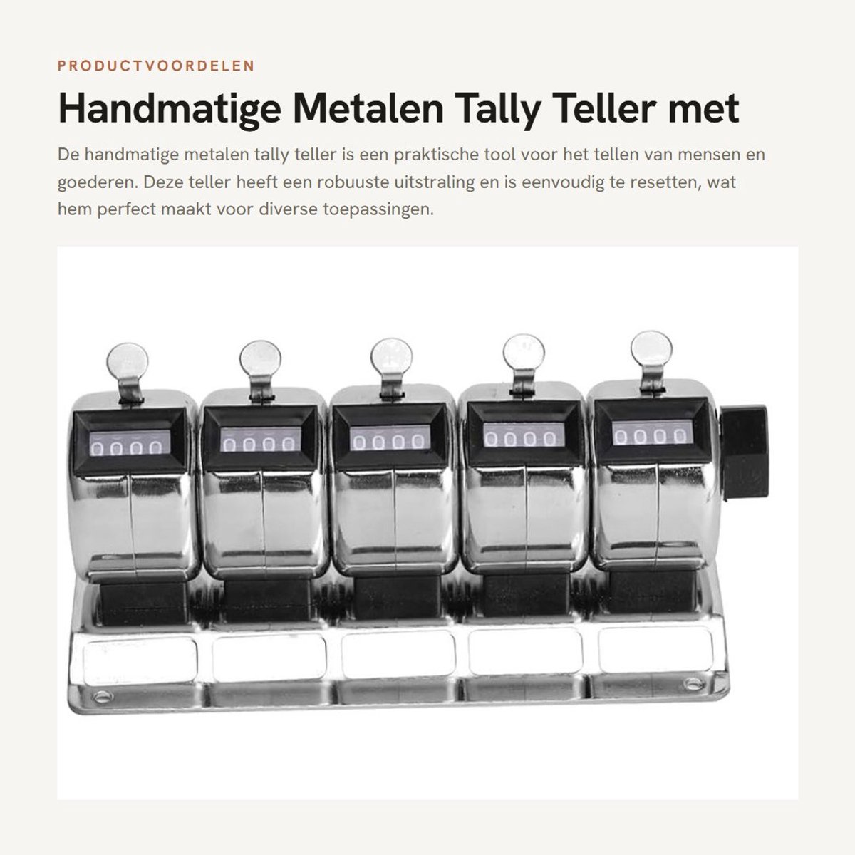 Dailygoods- Klik Teller Handmatig Resetbaar - Handteller - Tellen - Roestvrij Staal - 4-cijferig - Duurzaam en Slijtvast