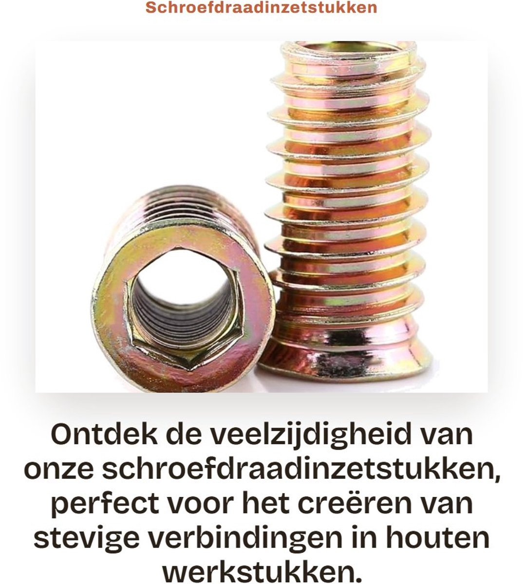 Dailygoods- Schroefdraadinzetstuk verzinkt koolstofstaal - Inslagmoer - Aandrijfmoer - Binnenzeskant - Duurzaam - Roestbescherming - Inzetmoer