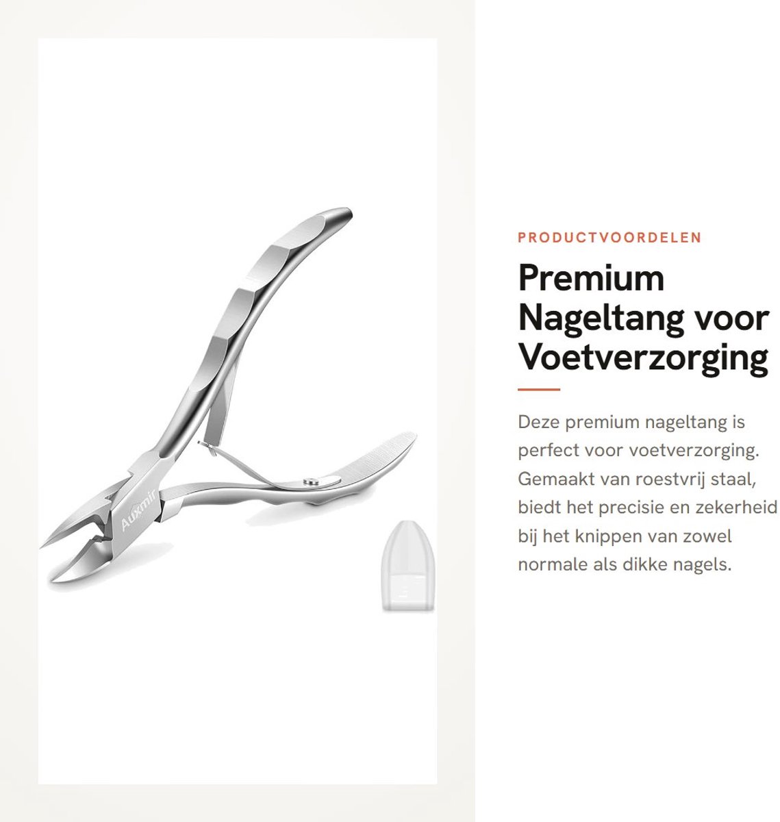 Dailygoods- Nageltang met recht lemmet - Voetverzorging - Nagels knippen - Ergonomisch ontwerp - Roestvrij staal - Beschermkap van siliconen - Teennageltang