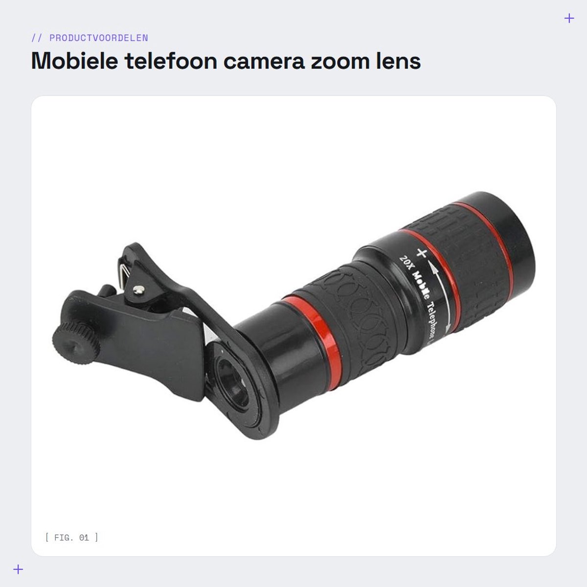 Dailygoods- Zoomlens 20X lange focus - Telelens voor smartphone - Telelens voor tablet - Lichtgewicht en draagbaar - Hoge definitie beeldkwaliteit - Eenvoudig te installeren