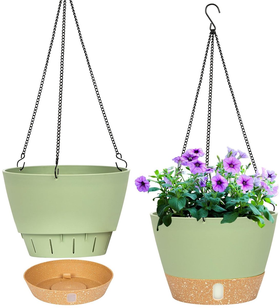 Dailygoods- Plantenbakken Set van 2 - Hangende Plantenbakken 20 cm - Minimalistisch Ontwerp - Ruimtebesparend - Voor Binnen/Buiten - Met Afvoergat - Hangpot