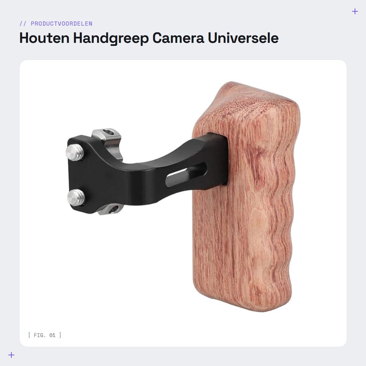 Dailygoods- Handgreep Hout Universeel - Handgreep voor DSLR-camera - Handgreep met Kartelschroef - Beugel voor Cage Rig - Afneembare Verbindingseenheid - Verstelbare Montage