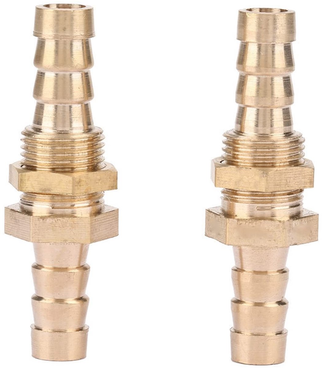 Dailygoods- Pijpkoppeling 2 Stuks - Koppelingspluggen - Messing - Weerhaak - 8 Mm - Geschikt voor CNC-bewerking - Koppeling