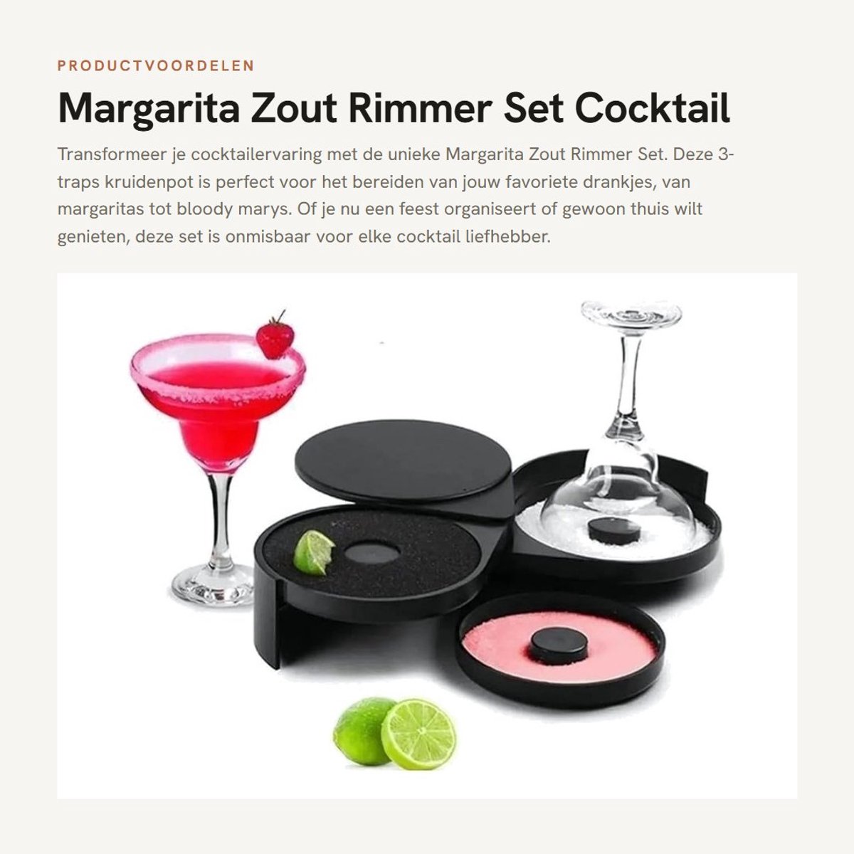 Dailygoods- Zout Rimmer 3-Tier - Bar Glas Rimmer - Cocktail Zoutdoos - Suiker Rimmer - Zwart Plastic - Draaiopening 360 graden