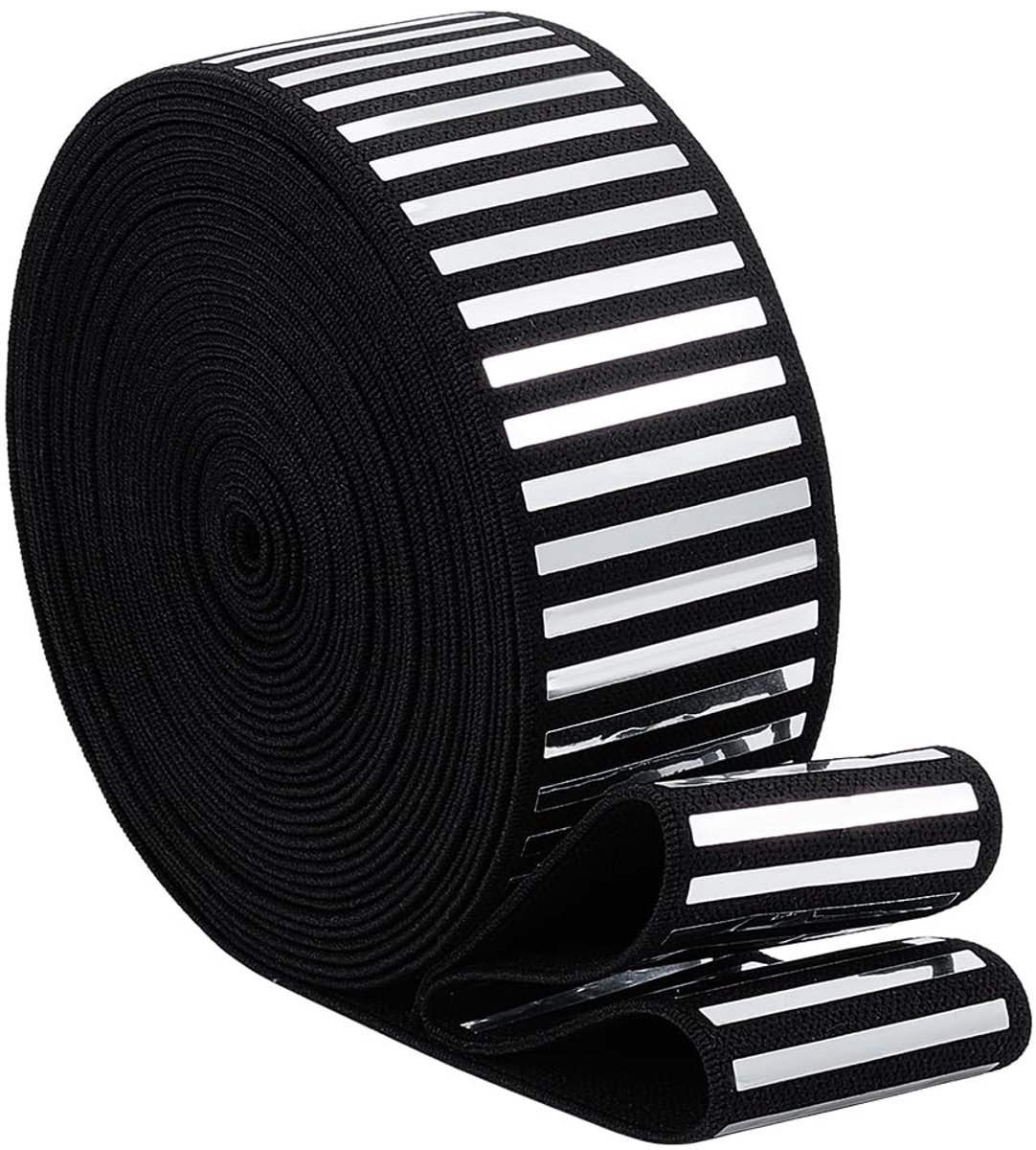 Dailygoods- Elastisch Band 4,6m - Gebreid/Polyester - Stretchband voor Naaien - Tailleband/Pruik - DIY Knutselen - Zilveren Accenten - Naaitape