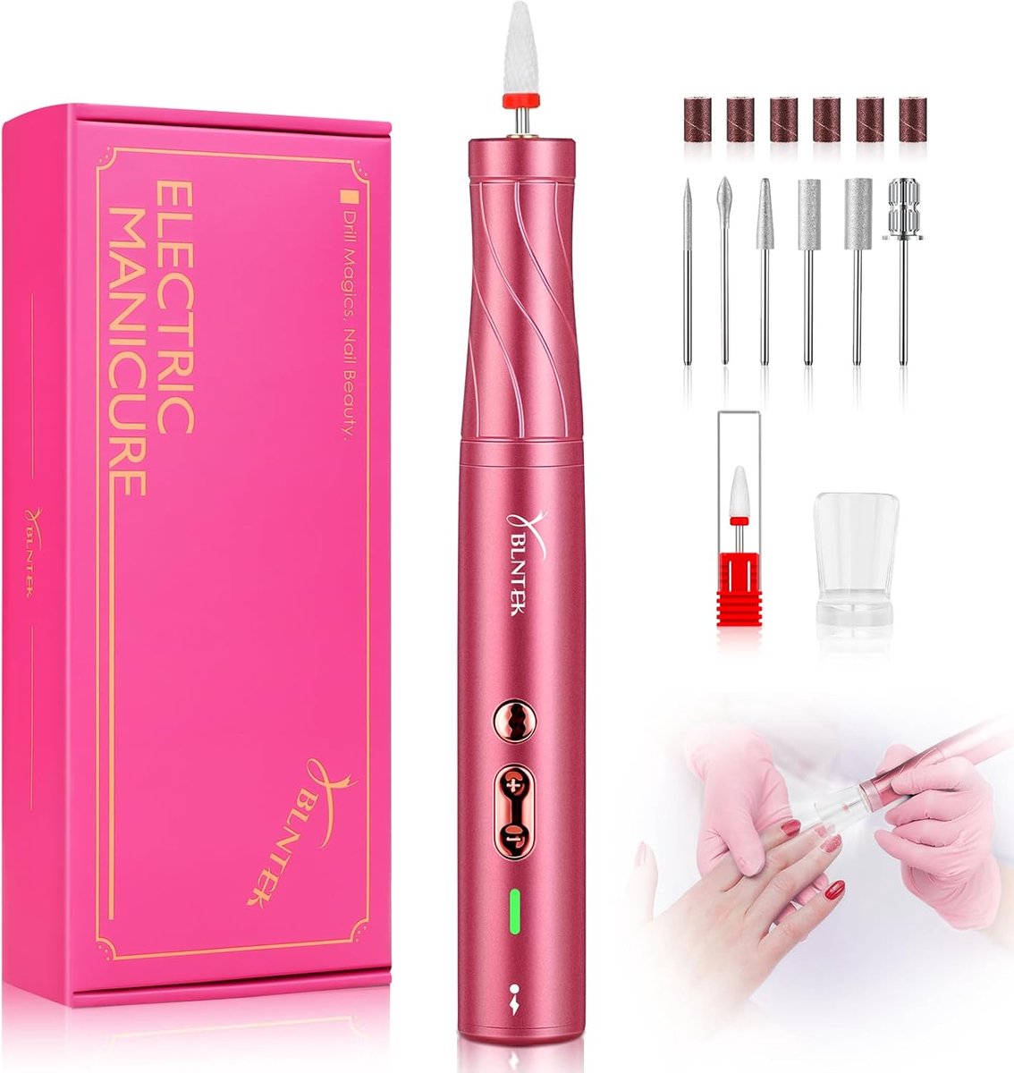 Draadloze Elektrische Nagelboor Set 30000 Tpm voor Acryl & Gel Met LED Licht