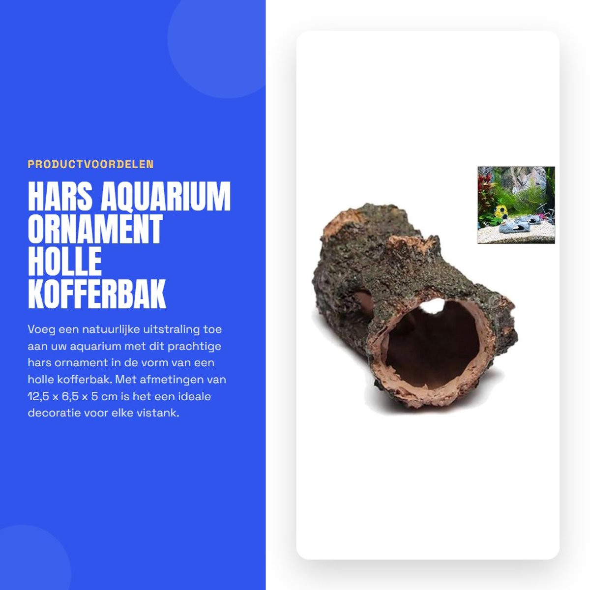 Dailygoods - Hars Aquarium Ornament Holle Kofferbak voor Vissen Tank