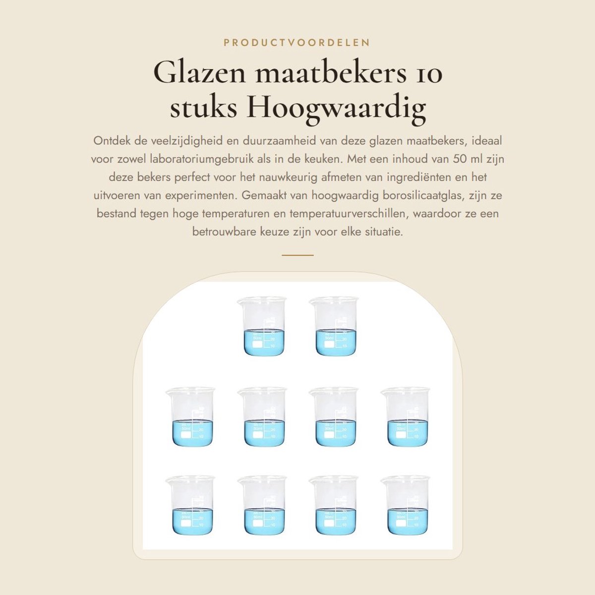 Dailygoods- Maatbekers 10 stuks - Glazen Maatbeker 50 ml - Borosilicaat Glas - Laboratorium/Keuken - Temperatuurbestendig tot 800 graden - Duidelijk Gemarkeerd - Glasbeker