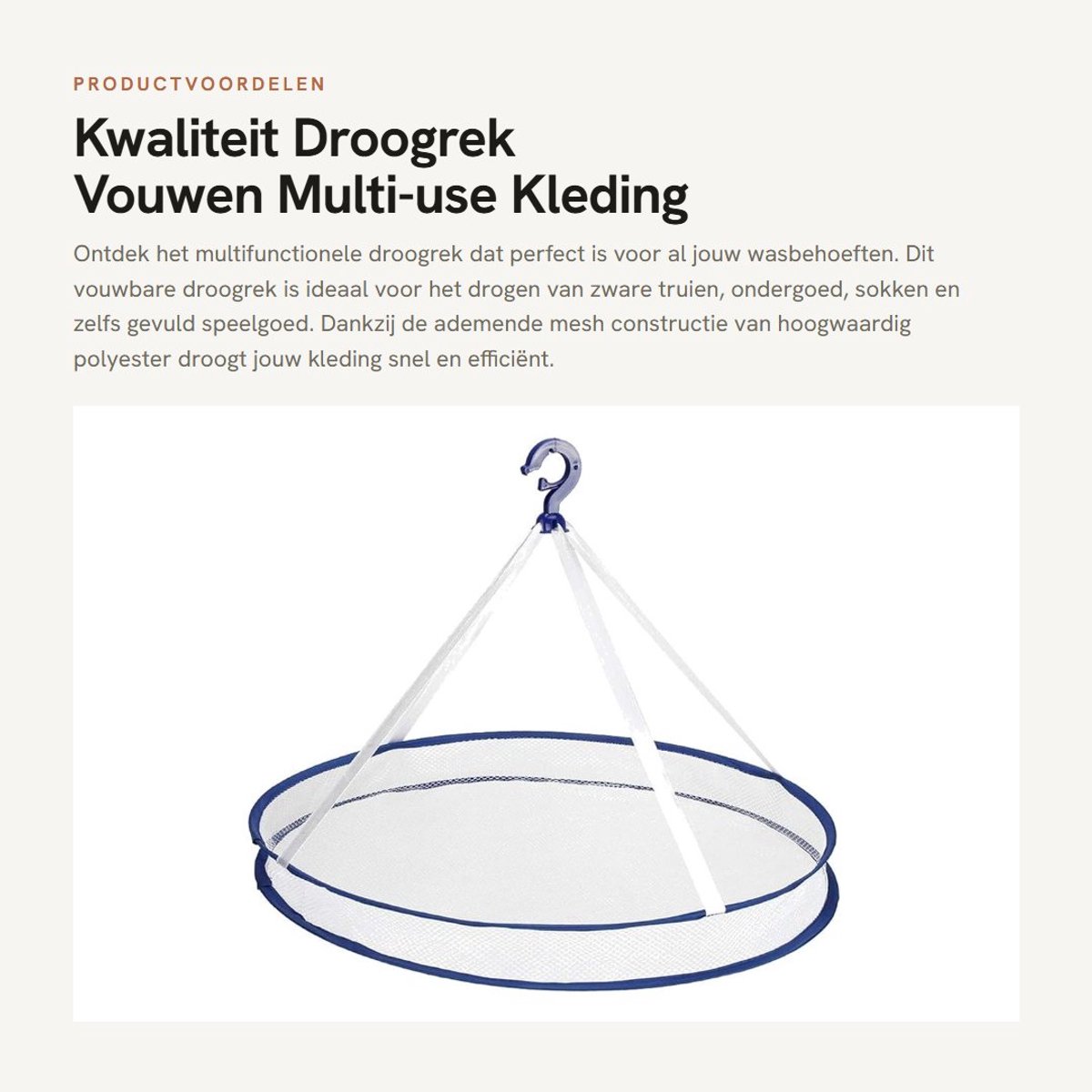 Dailygoods- Droogrek Opvouwbaar - Hangend Droogrek - Multi-use Droger - Sneldrogend Mesh Net - Ruimtebesparend - Ideaal voor Kleding - Wasdroger