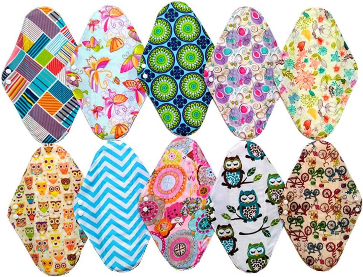 Herbruikbare Maandverband - Doek Mama Pads - Intieme Hygiëne - Houtskool Bamboe - 14 Inch - Natuurlijk