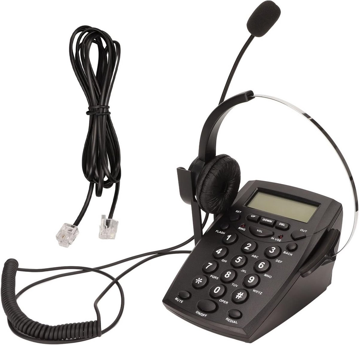 Vaste Telefoon - Headset Telefoon - Professioneel Bellen - Ruisonderdrukking Microfoon - FSK DTMF - Zwart