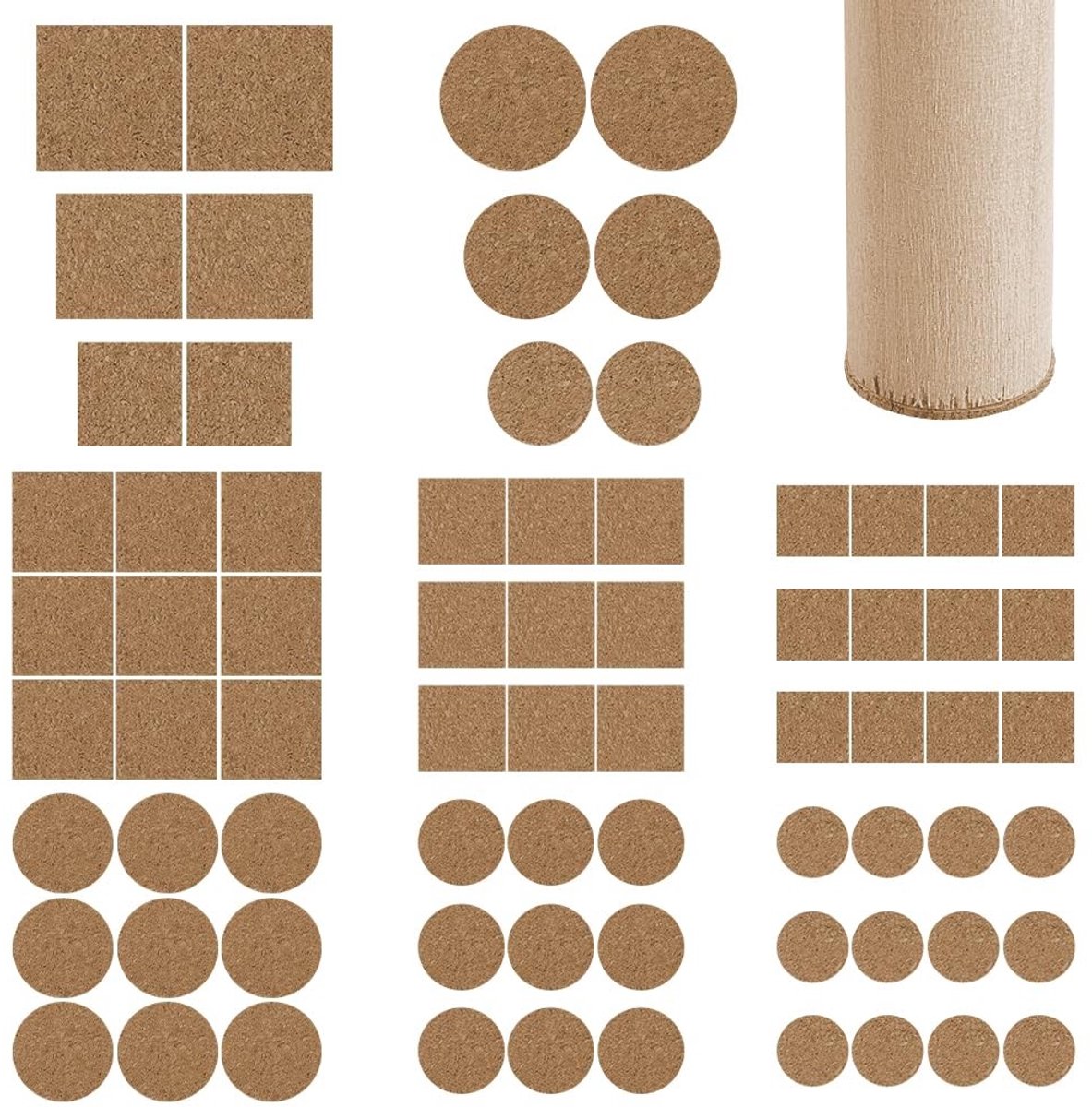 Dailygoods- Kurkpads 220 Stuks - Zelfklevende Kurkmeubelpads - Bescherming Meubels/Vloeren
