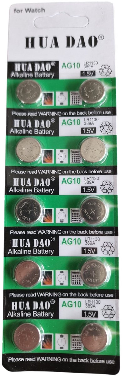 1,55V LR1130 / AG10 Knoopbatterijen (10‑pack Blister)